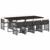 vidaXL 9 Piece Garden Dining Set with Cushions Black Poly Rattan