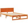 vidaXL Bed Frame with Headboard Wax Brown 140 x 190 cm Solid Pine Wood