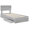 vidaXL Storage Bed with Drawer Grey Sonoma 90 x 200 cm Engineered Wood