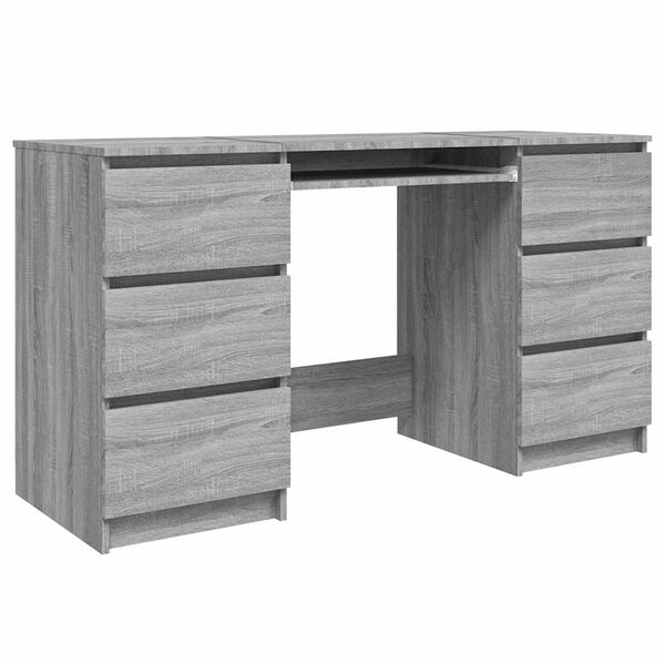 vidaXL Writing Desk Grey Sonoma 140x50x77 cm Engineered Wood