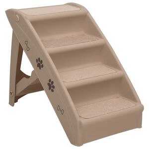 vidaXL Folding Dog Stairs Brown 62x40x49.5 cm