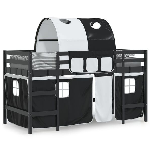 vidaXL Kids' Loft Bed with Tunnel without Mattress White&Black 80x200cm
