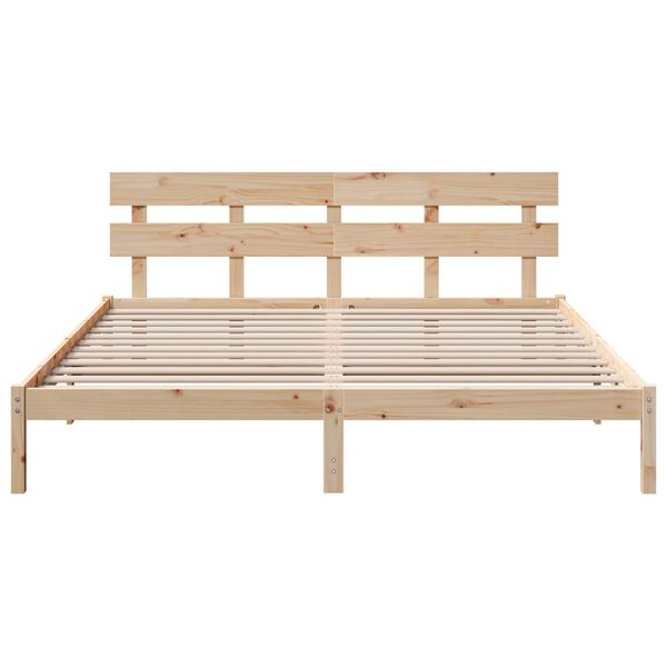 vidaXL Bed Frame with Headboard Brown 200 x 200 cm Solid Pine wood