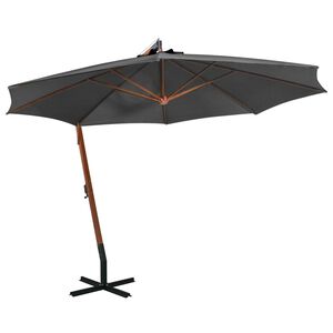 vidaXL Hanging Garden Parasol with Pole Anthracite 3.5x2.9 m Solid Fir Wood