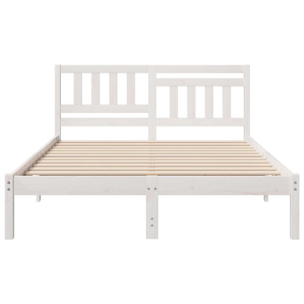 vidaXL with Headboard White 140 x 190 cm Solid pine wood