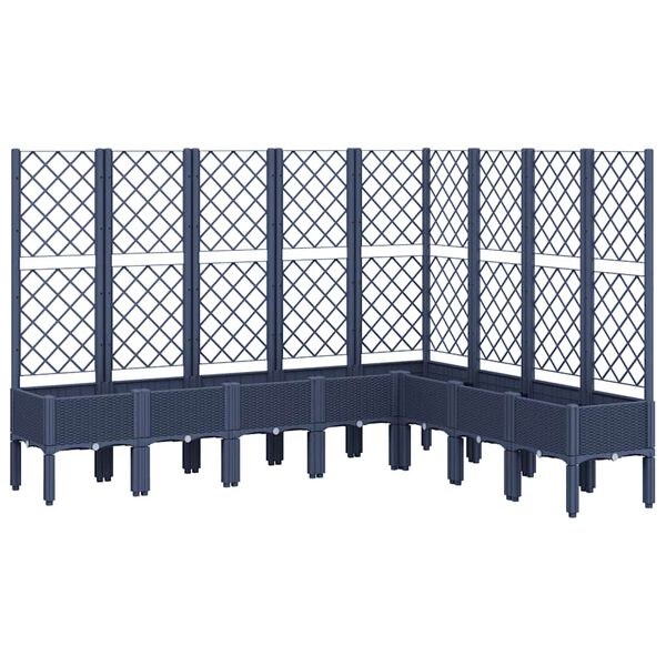 vidaXL Garden Planter with Trellis Blue Grey 200x160x142 cm PP