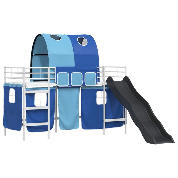 vidaXL Kids'Loft Bed Frame White and Blue 99.5 x 190 cm Metal