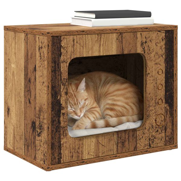 vidaXL Cat House Old Wood 51 x 30 x 42 cm Engineered Wood
