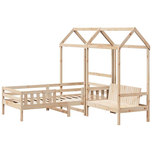 vidaXL Bed and Bench Set with Roof without Mattress 90x190 cm Single