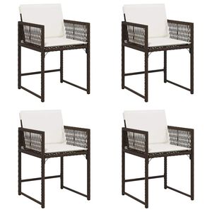 vidaXL Garden Chairs with Cushions 4 pcs Brown Poly Rattan
