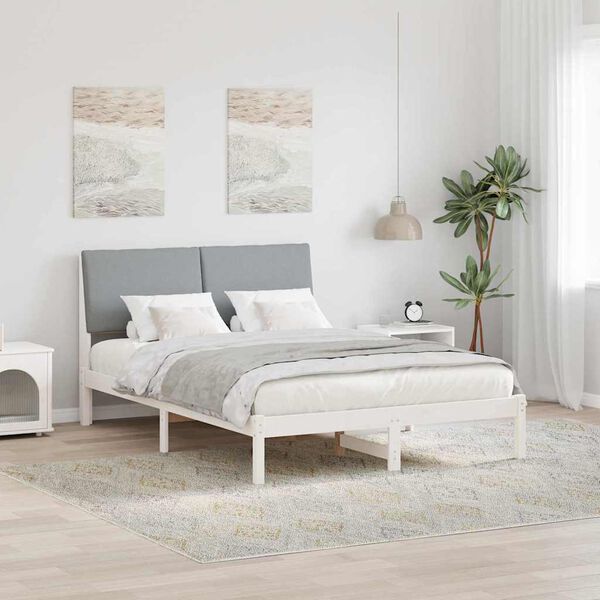 vidaXL Bed frame White and light grey 140 x 200 cm Solid pine wood