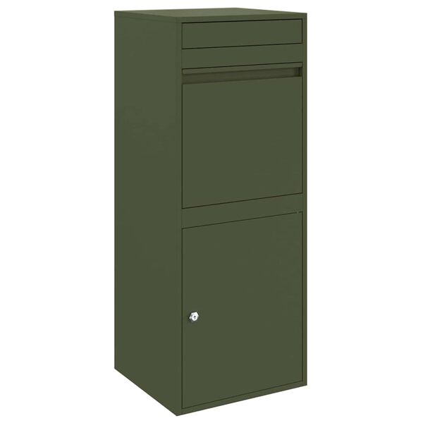 vidaXL Parcel Drop Box with Storage Olive green 41 x 38 x 103 cm Steel