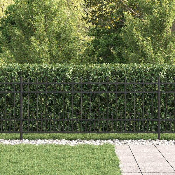 vidaXL Spike Ring Fence Black 200 x 130 cm Powder-Coated Steel
