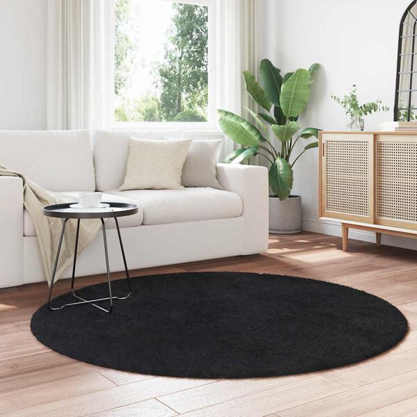vidaXL Shaggy Rug High Pile NAVARRA Black 160x160 cm Polyester