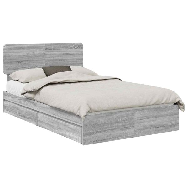 vidaXL Storage Bed Grey Sonoma 135 x 190 cm Engineered Wood