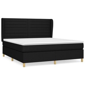 vidaXL Box Spring Bed with Mattress Black 160x200 cm Fabric
