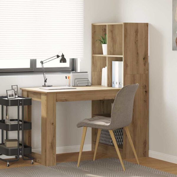 vidaXL Desk with Shelf Artisan Oak 122 x 67 x 145 cm Engineered Wood