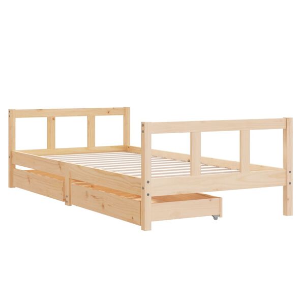 vidaXL Kids Bed Frame with Drawers 90x190 cm Solid Wood Pine