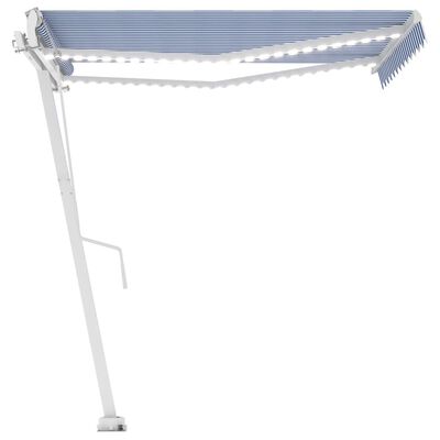 vidaXL Automatic Awning with LED&Wind Sensor 350x250 cm Blue and White