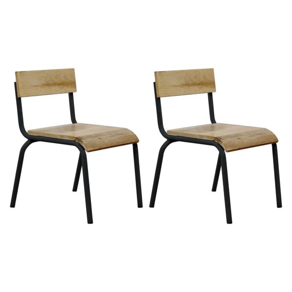 KidsDepot Chair Set Original Mango Wood Black 2 pcs