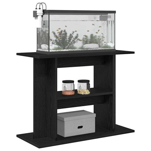 vidaXL Aquarium Stand Black Oak 80x35x60 cm Engineered Wood