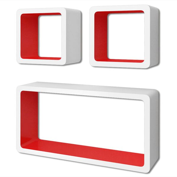 vidaXL Wall Cube Shelves 6 pcs White and Red