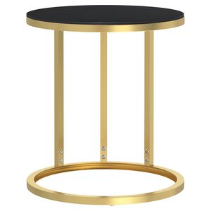 vidaXL Stylish Side Table | Gold and Black | Tempered Glass | 45 cm Diameter