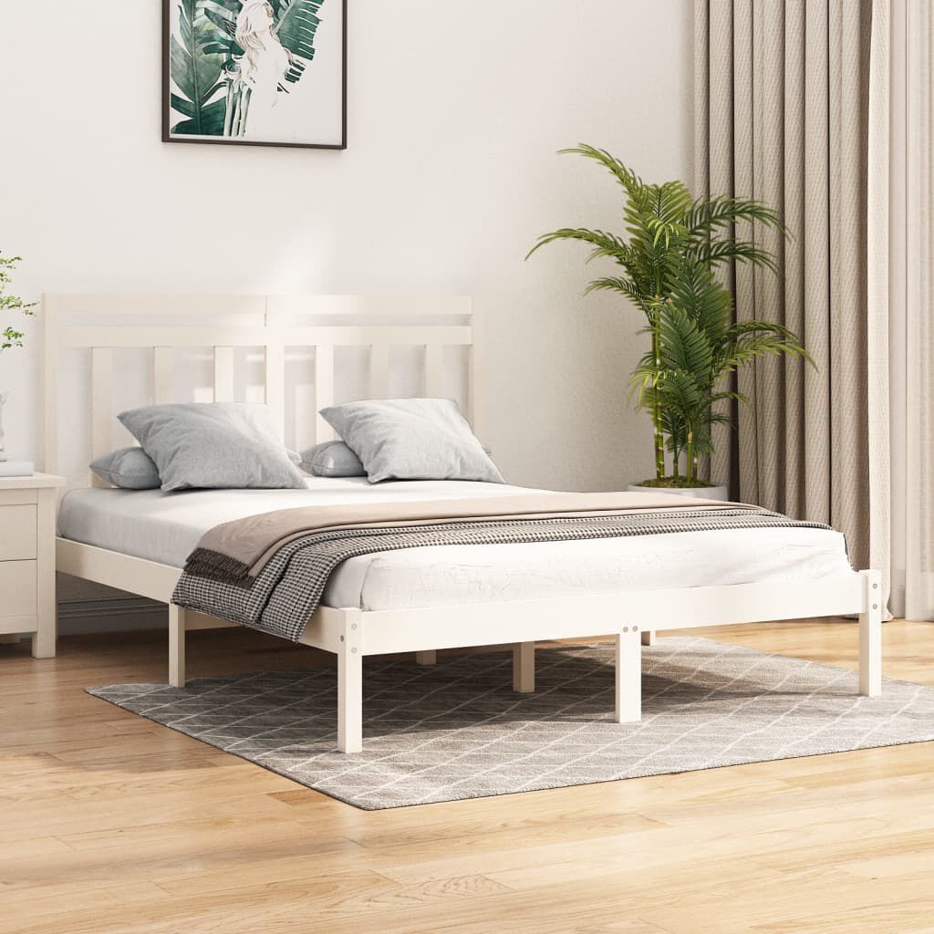 Simple white bed cheap frame queen