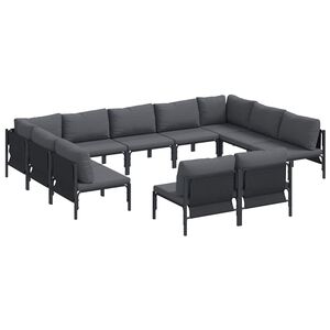 vidaXL Garden Sofa Set 11 pcs Black Steel