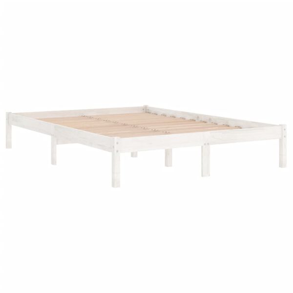 vidaXL Bed Frame without Mattress White Solid Wood 140x190 cm