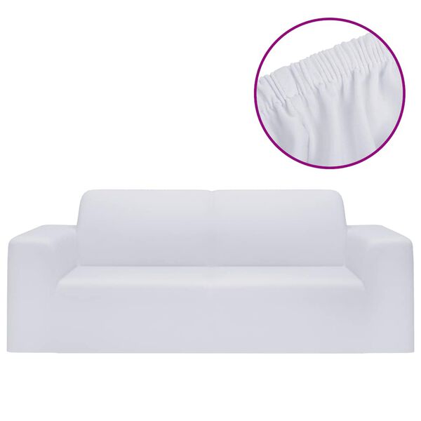 vidaXL 2-Seater Stretch Couch Slipcover White Polyester Jersey