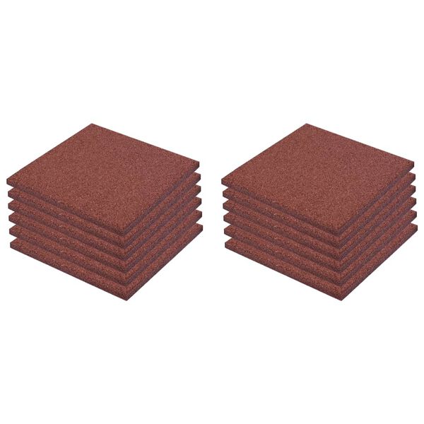 vidaXL Fall Protection Tiles 12 pcs Rubber 50x50x3 cm Red