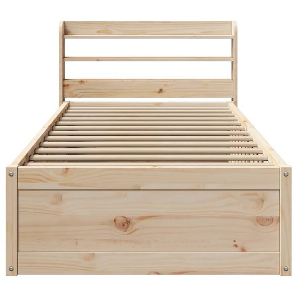vidaXL Bed Frame with Headboard 100x200 cm Solid Wood Pine