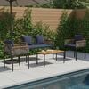 vidaXL Outdoor Furniture Set 4 pcs Grey and Navy Blue PE Rattan
