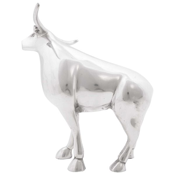 vidaXL Bull Sculpture Silver 20 x 17 x 23 cm Aluminium