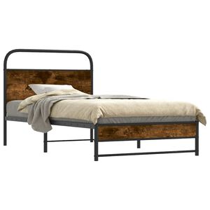 vidaXL Bed Frame Without Mattress 100x200 cm Smoked Oak Engineered Wood