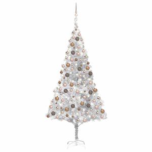 vidaXL Artificial Pre-lit Christmas Tree with Ball Set Silver 210 cm PET