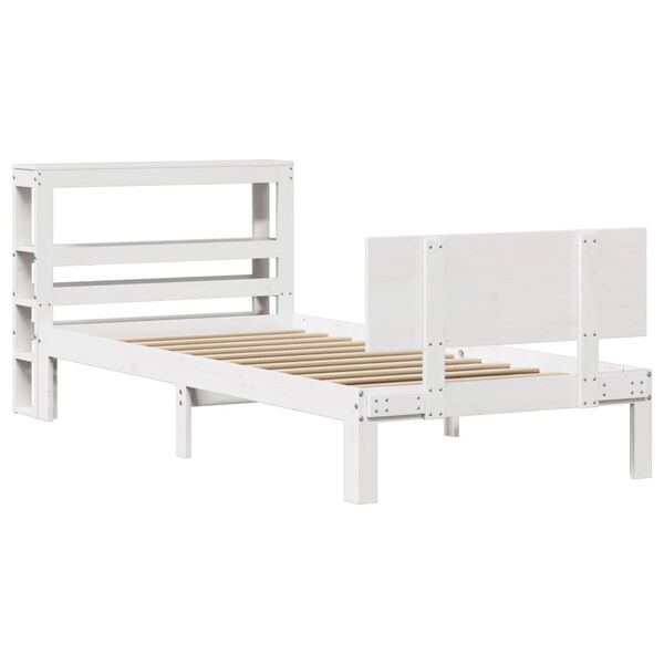 vidaXL Bed Frame with Headboard without Mattress White 90x190 cm Single