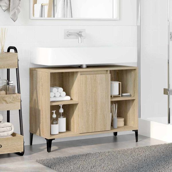 vidaXL Sink cabinet with Shelf with Storage Sonoma Oak 80 x 33 x 60 cm