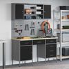 vidaXL Work Cabinet with Drawer 7 pcs Black 150 x 55 x 200 cm