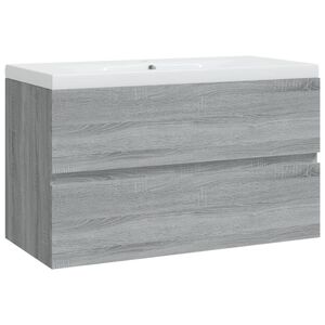 vidaXL Sink Cabinet with Built-in Basin Grey Sonoma Engineered Wood