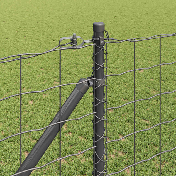 vidaXL Fence with Posts Grey 1.4 x 10 m Steel