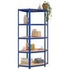 vidaXL 5-Layer Corner Shelf Blue Steel&Engineered Wood