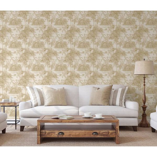 DUTCH WALLCOVERINGS Wallpaper Tropical Beige and Gold