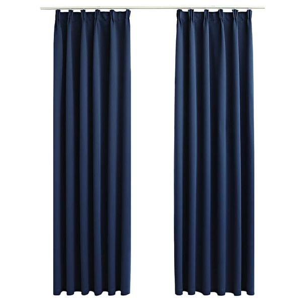 vidaXL Blackout Curtains with Hooks 2 pcs Blue 140x245 cm
