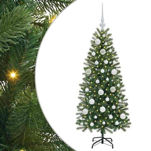 vidaXL Artificial Christmas Tree with 150 LEDs Green 120 cm PE and PVC