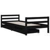 vidaXL Kids Bed Frame with Drawers Black 80x200 cm Solid Wood Pine