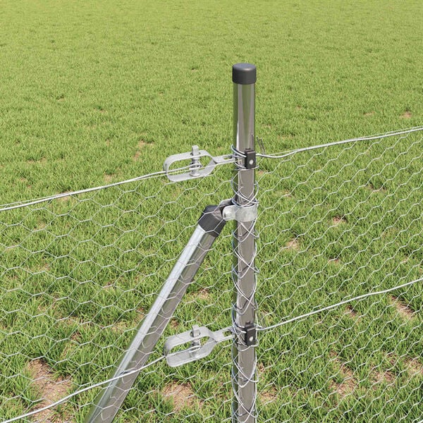 vidaXL Fence Post Silver 25 x 0.5 m (25 mm mesh) Steel