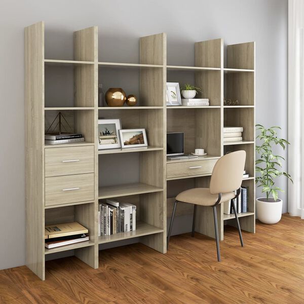 vidaXL 4 Piece Book Cabinet Set Sonoma Oak Engineered Wood