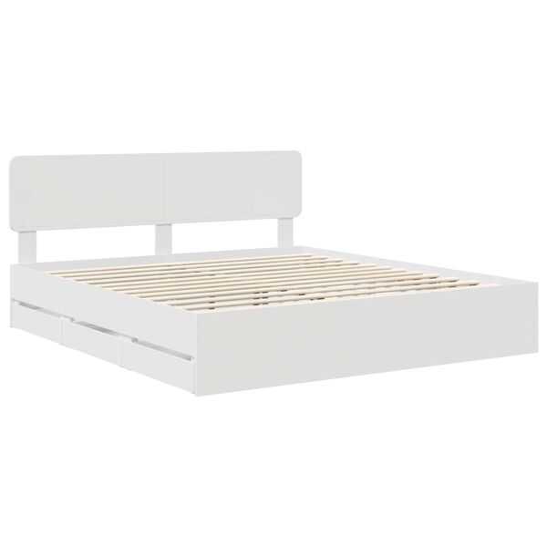 vidaXL Bed Frame with Headboard White 180 x 200 cm Engineered Wood